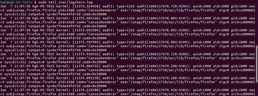 viewing kernel log in terminal
