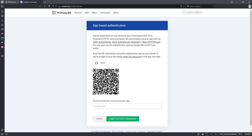 How to Enable Two-Factor Authentication on Your Vivaldi Account
