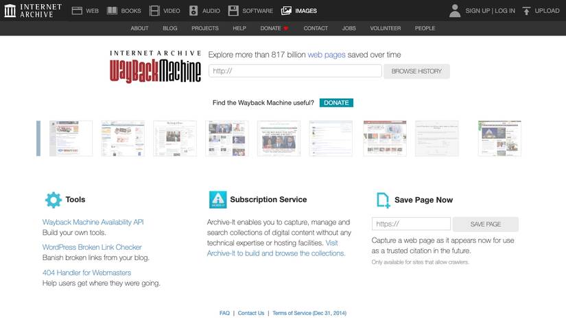 The WayBack Machine website