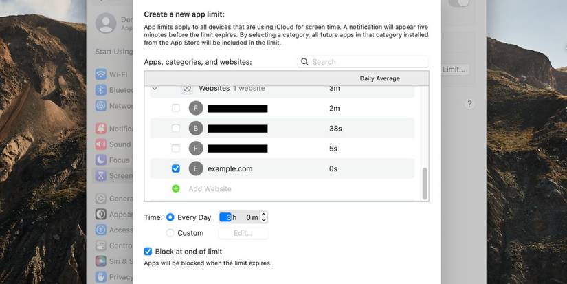 mac app limits settings