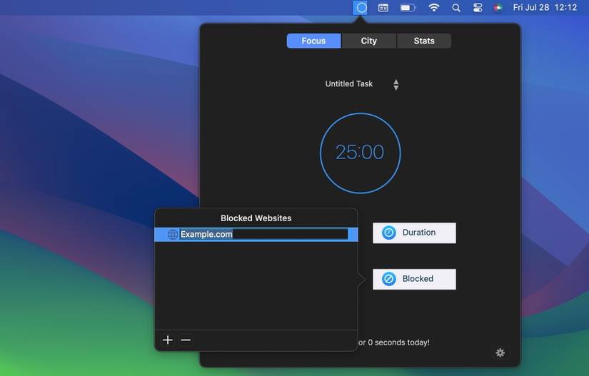 Blocking websites using Focus City app on a Mac
