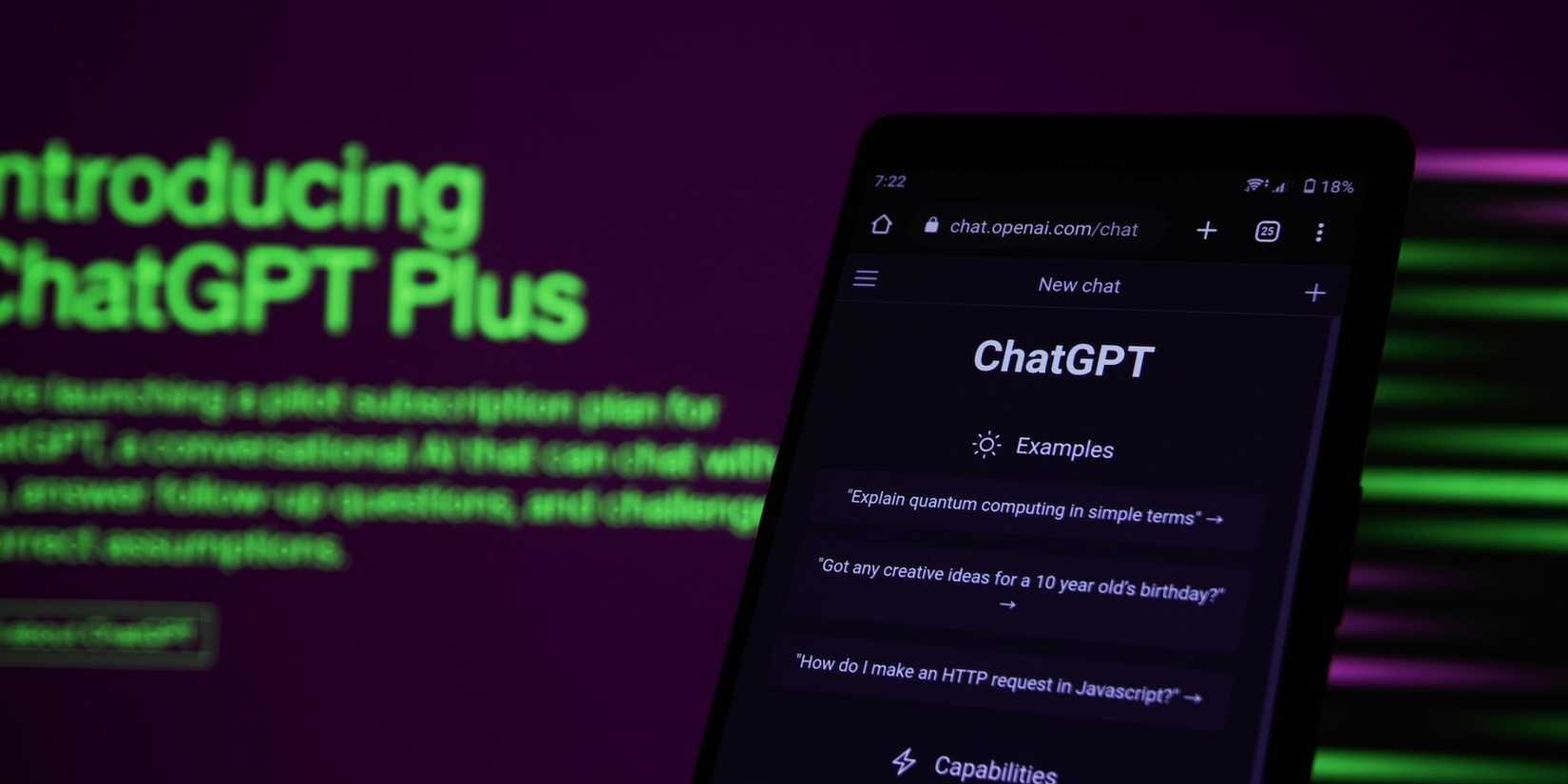 A photo of ChatGPT interface on a smartphone and PC