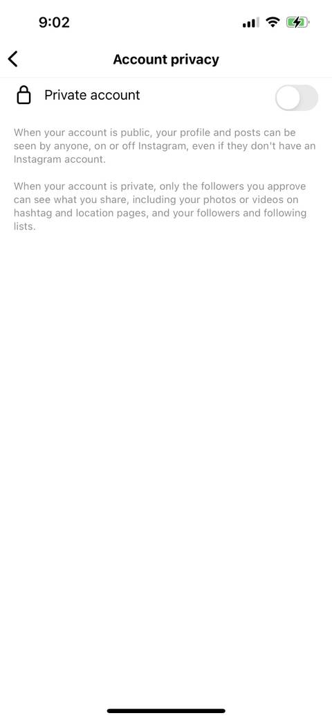 instagram private account toggle