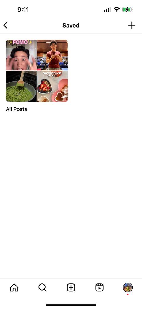instagram saved menu