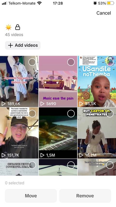 Rearranging videos on TikTok