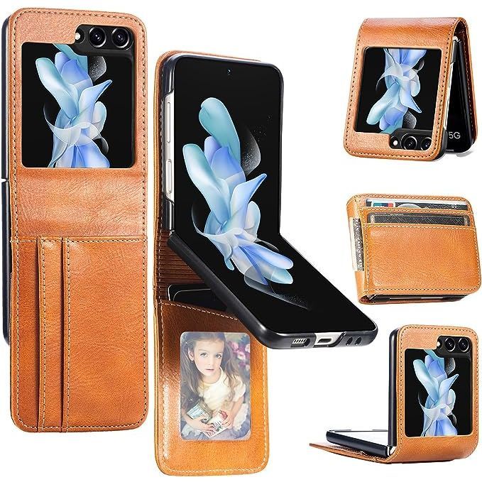 Decase Leather Wallet Case for Samsung Galaxy Z Flip 5 with Card