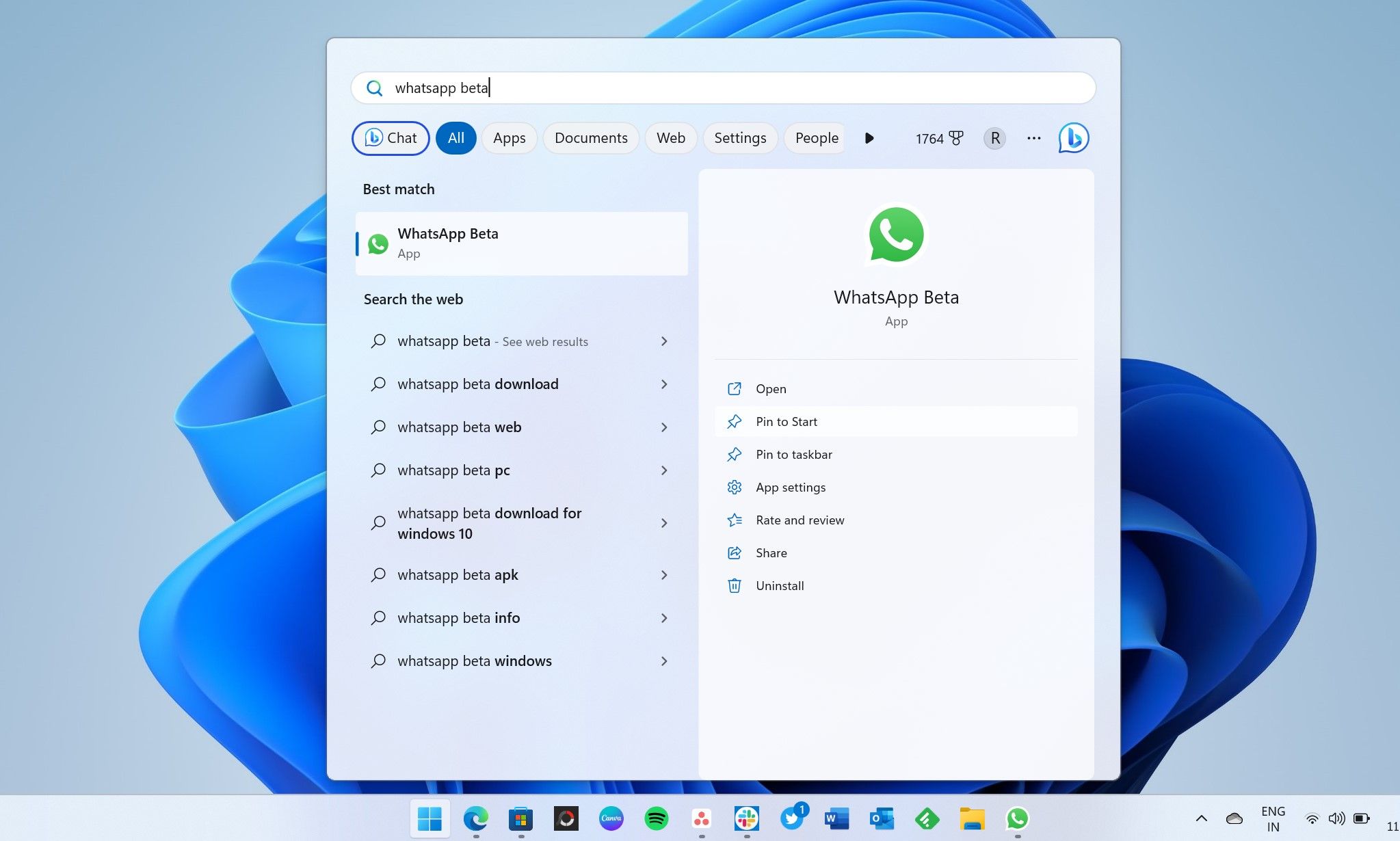 Screenshot showing pinning apps to Start menu