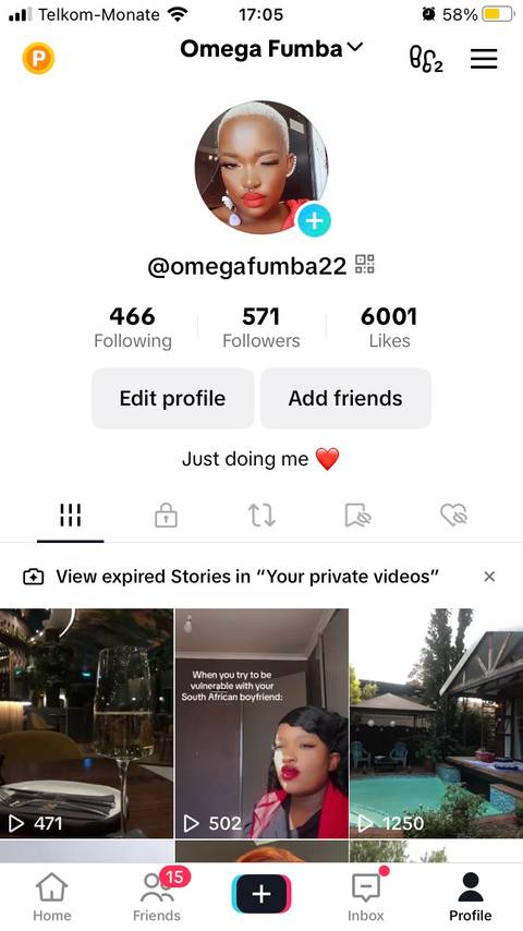 TikTok profile page