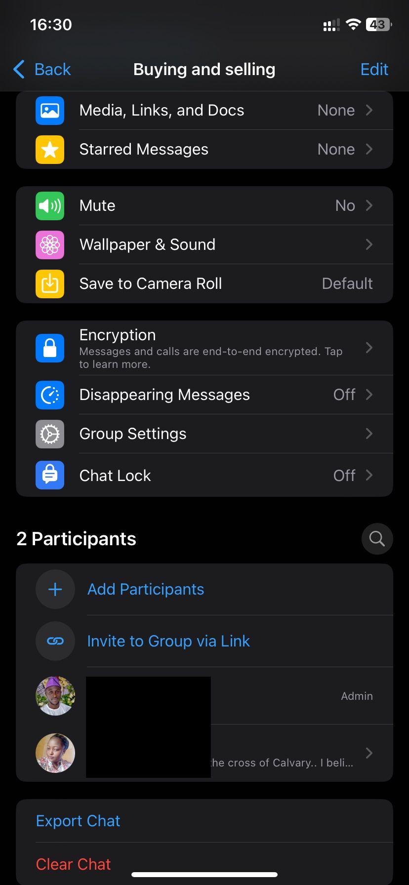 WhatsApp group visibility