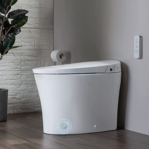 EPLO Smart Toilet,One Piece Bidet Toilet for Bathrooms,Modern Elongated Toilet with Warm water,Dual Auto Flush, Foot Sensor Operation, Heated Bidet