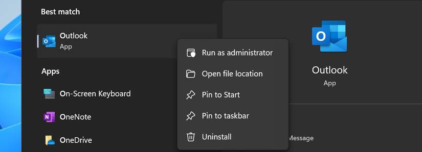 Run Outlook as an Administrator in Windows
