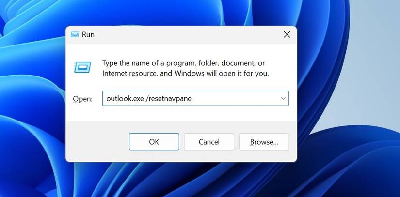 Run a Command to Reset the Navigation Pane in Outlook