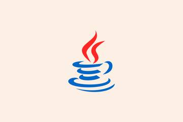 A Java logo against a beige background
