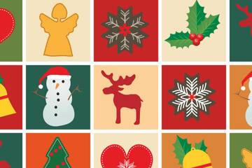 Collage image of Christmas items including snowmen, reindeer, and holly.