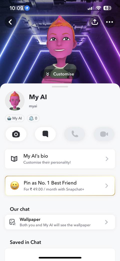 Customise option in My AI profile
