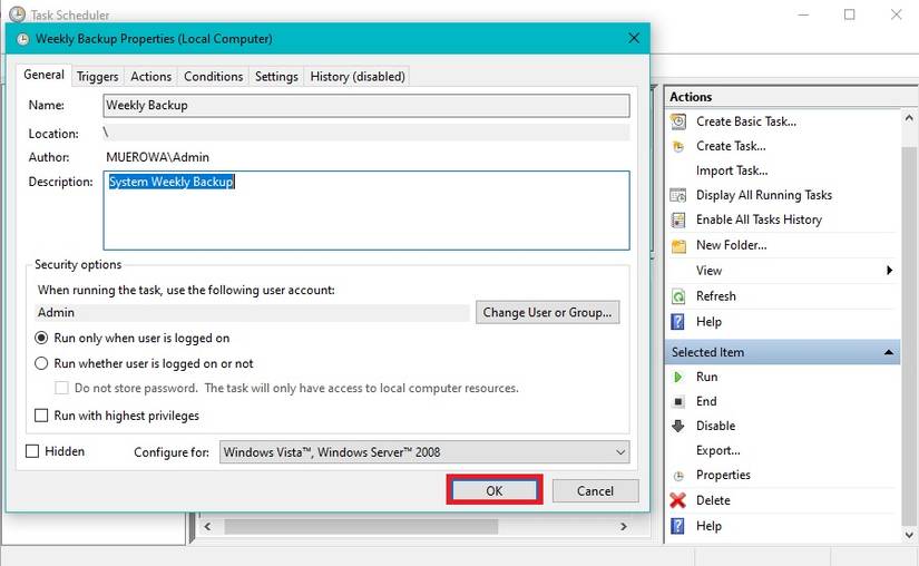 Task Property Mastering the Built-in Task Scheduler in Windows 10: A Step-by-Step Guide