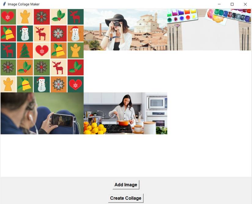 Image Collage Default Preview for 5 images in 2 rows, 3 columns