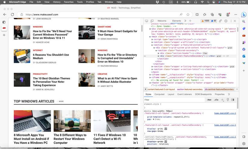 Incpactor Browser How to Inspect Element on a Mac on Any Browser