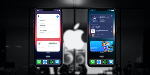 iPhones with Reminders and Apple Music Interactive Widgets on the Home Screen