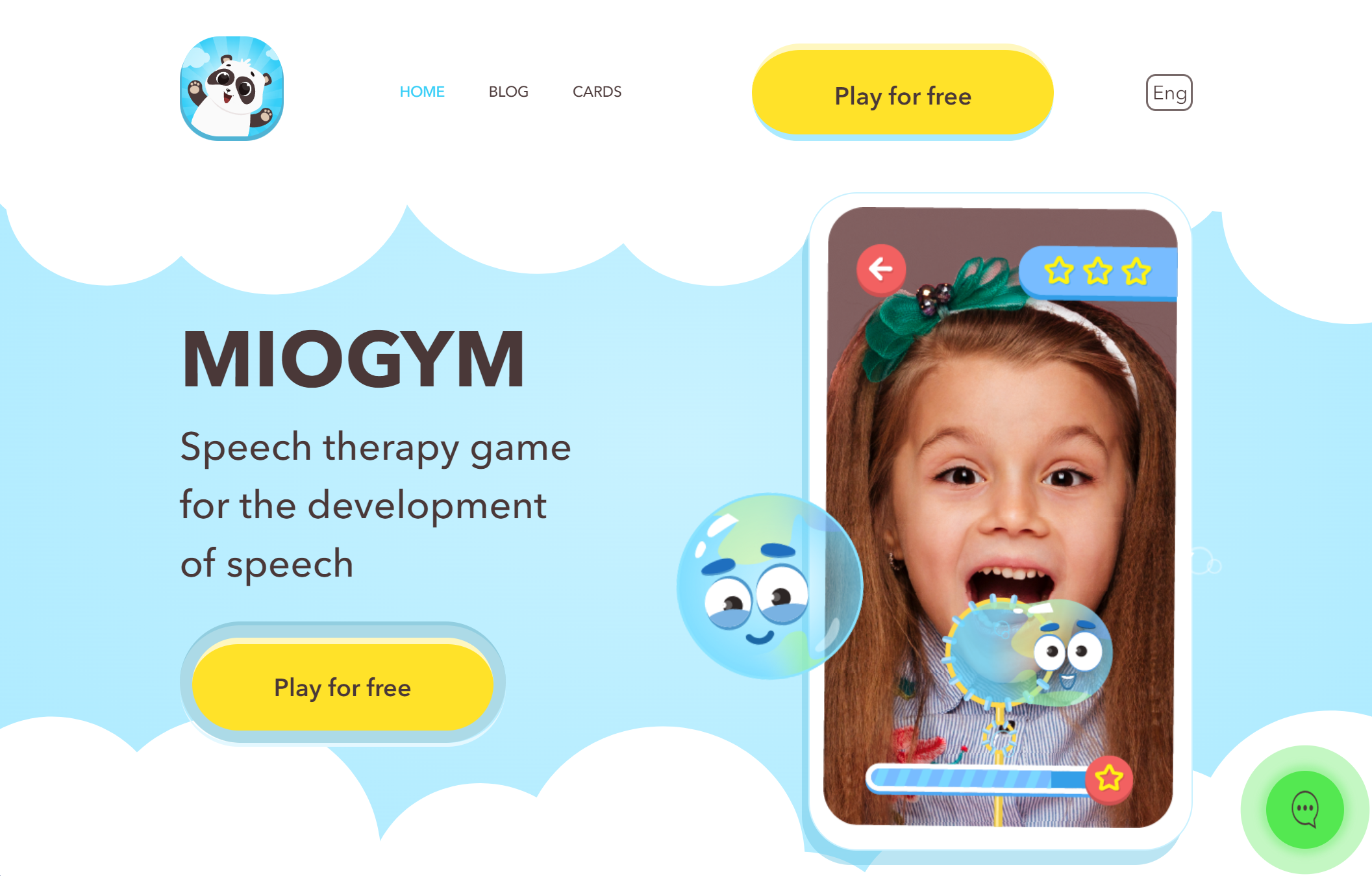 Screenshot of the Miogym speech therapy app