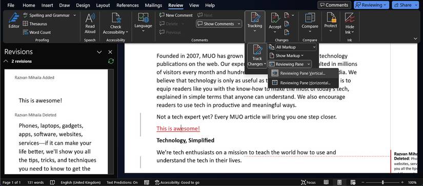 Review Pane How to Collaborate in Real-Time on a Word Document