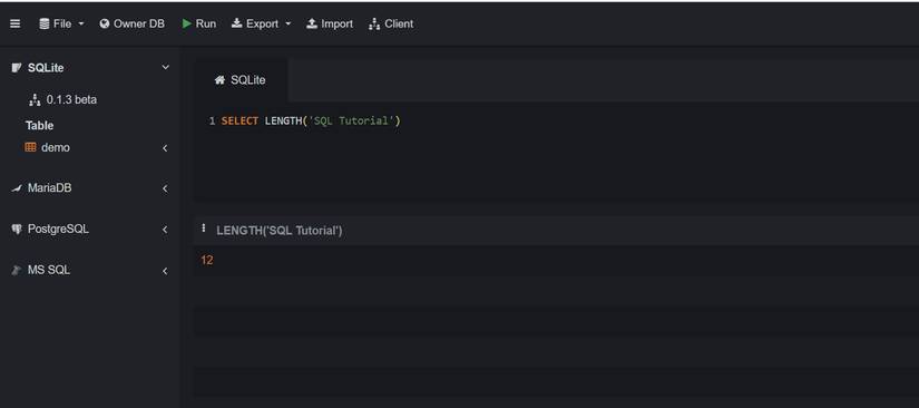 Running queries on SQLite online -1