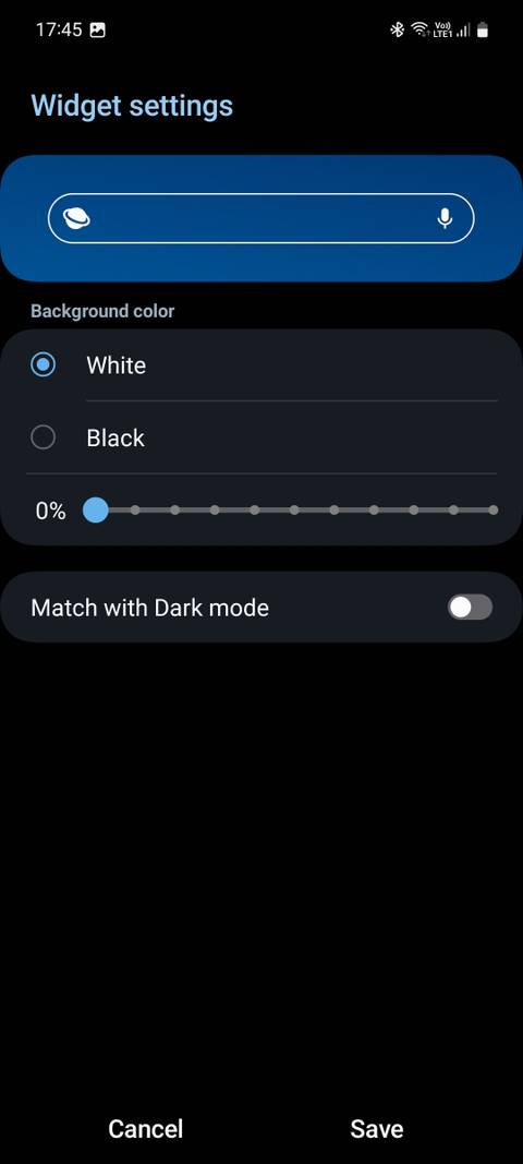 Samsung Internet Search widget customization
