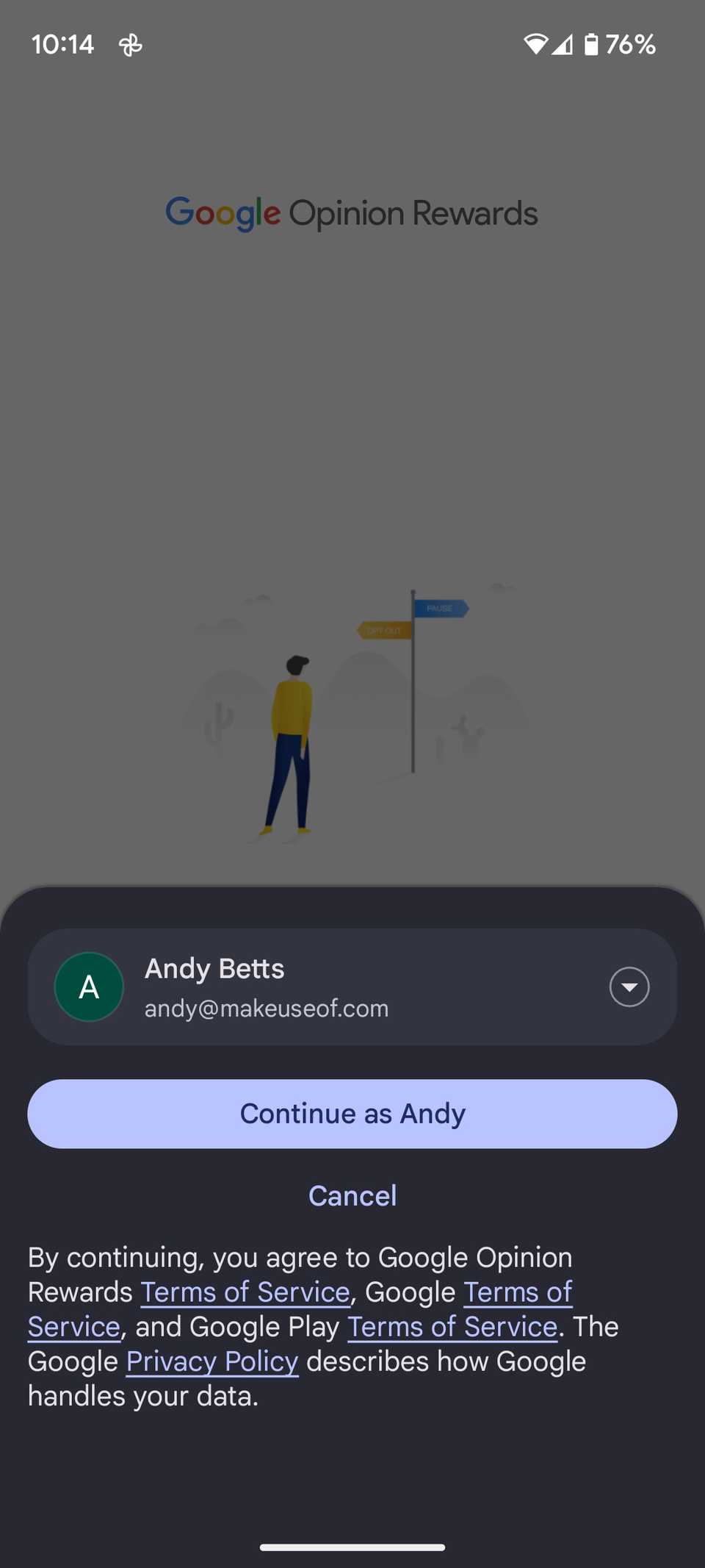sign in to google opinion rewards