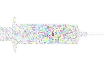 SQL written on syringe like shape