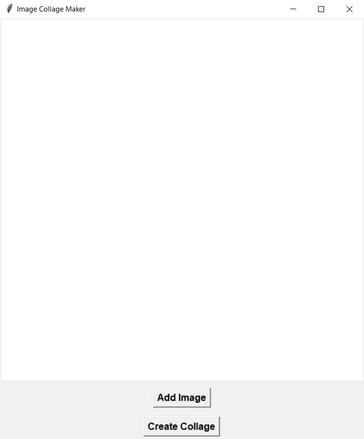Start Screen of Image Collage Application