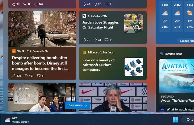 The Widgets button on Windows 11's taskbar