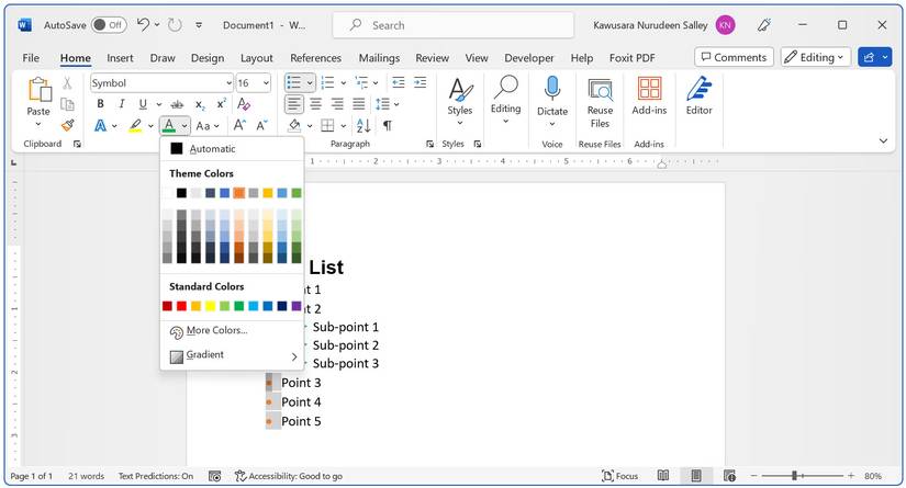 How to Change the Color of Bullet Points in Microsoft Word