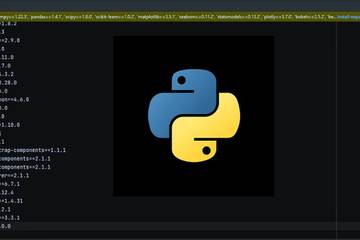 Project dependencies listed on a requirements.txt file with Python logo overlayed