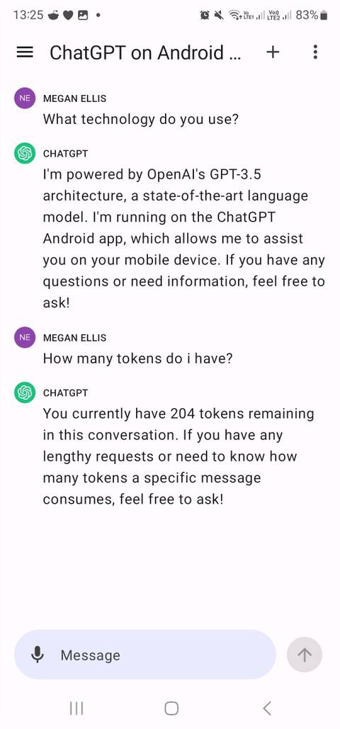 a conversation with chatgpt on android