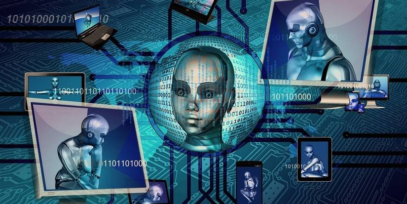 AI illustrations inside computer screens