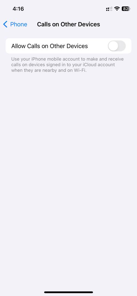 Calls on Other Devices options in Phone settings on iPhone