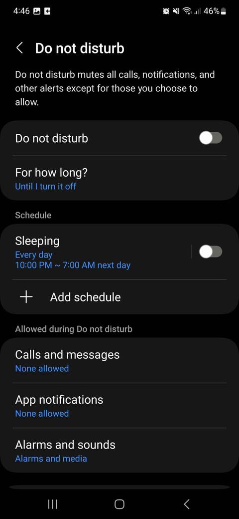 Disable the do not disturb mode on Android