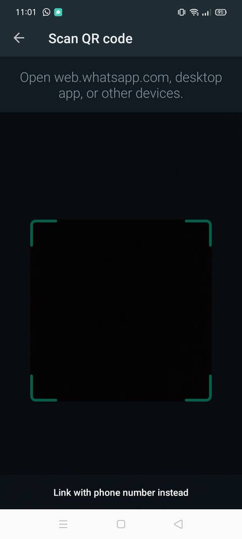 link with phone number option at the bottom of the QR code scan page