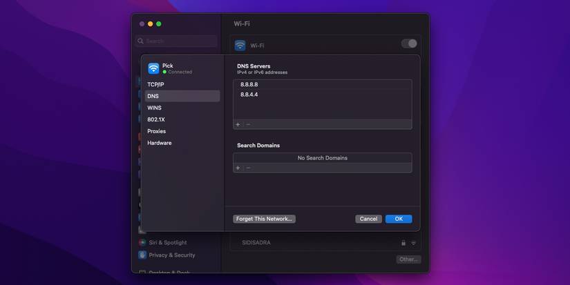 Changing DNS servers in macOS