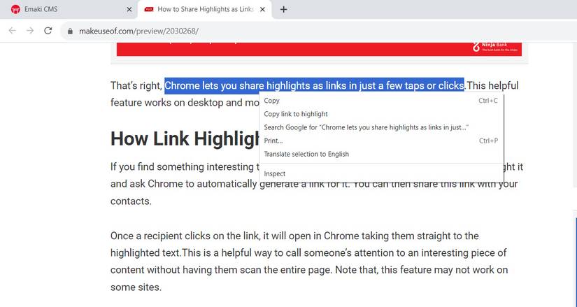 Url Highlighting How to Share Highlights as Links on Chrome
