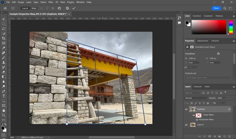 How to Change the Angle of an Image in Photoshop With Perspective Warp
