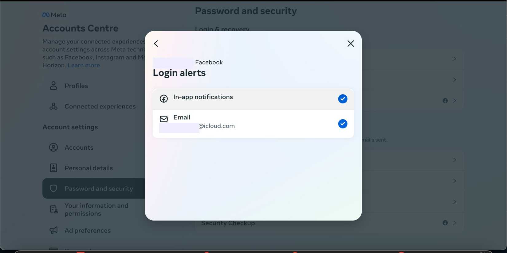 setting up login alerts on Facebook for desktop