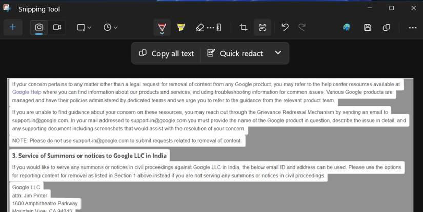 How to Use Text Actions in the Snipping Tool on Windows 11