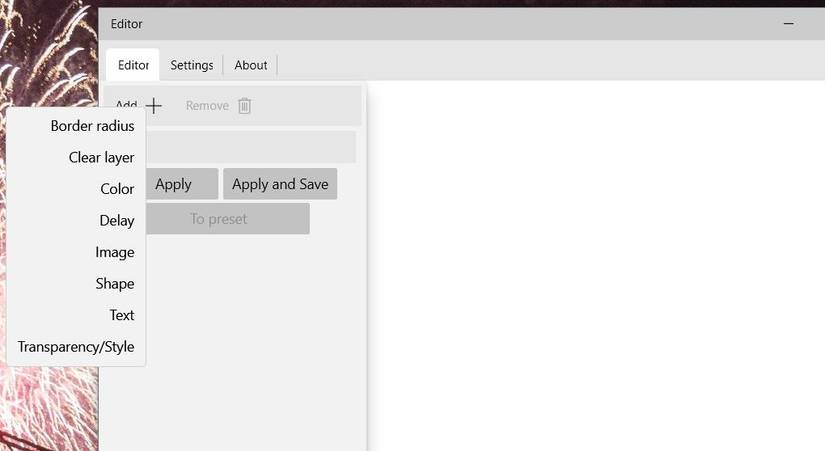 The Add + menu options 