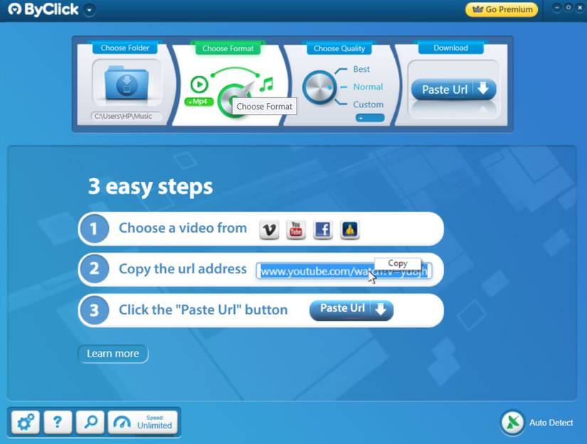 By Click Downloader in Windows