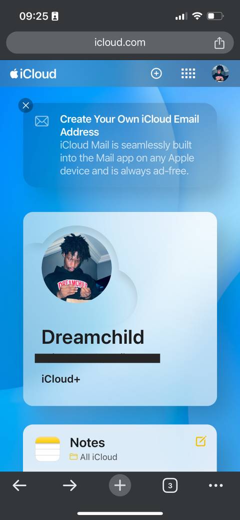 iCloud home page on the web