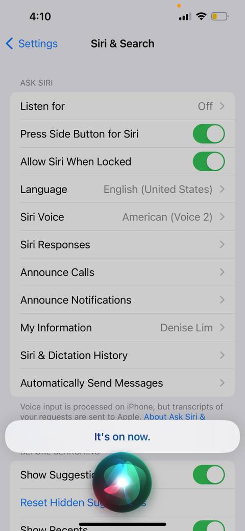 siri response after turning on iphone flashlight