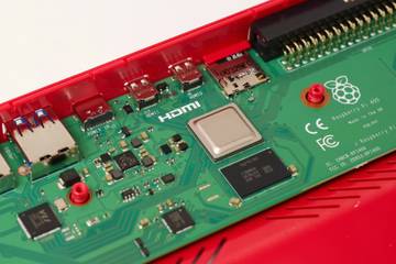Raspberry Pi 400 opened to show main PCB