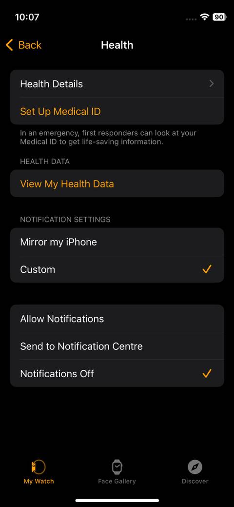 iPhone Watch app health settings weight update screenshot