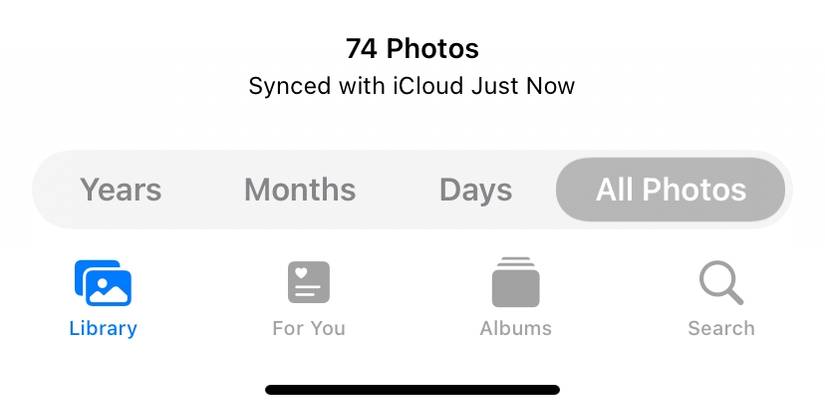 Library tab in the Photos app